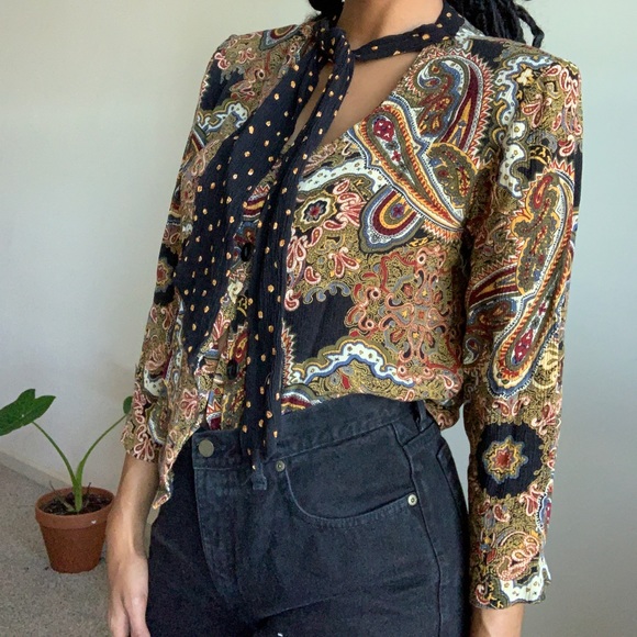 Vintage neck tie blouse - Picture 4 of 5